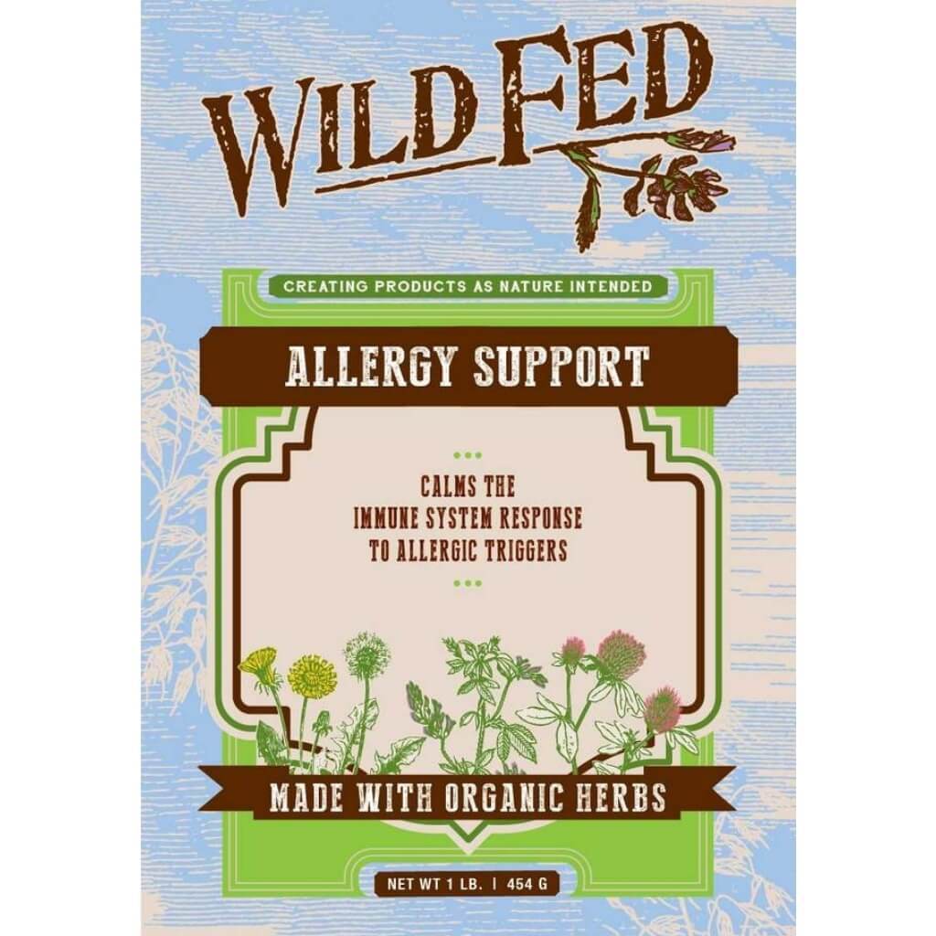 Wild Fed Allergy Support for Horses label.
